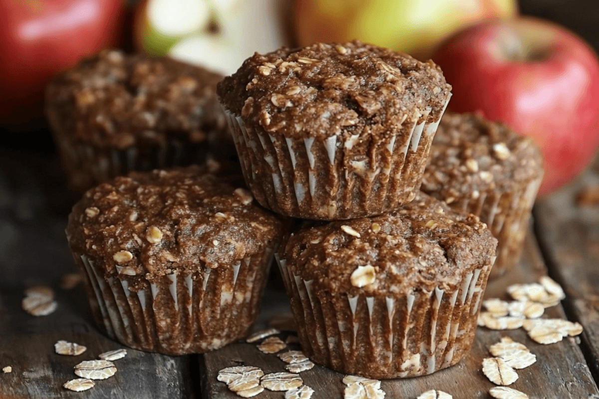 Homemade stud muffin horse treats made with oats, molasses, bran, and apples.