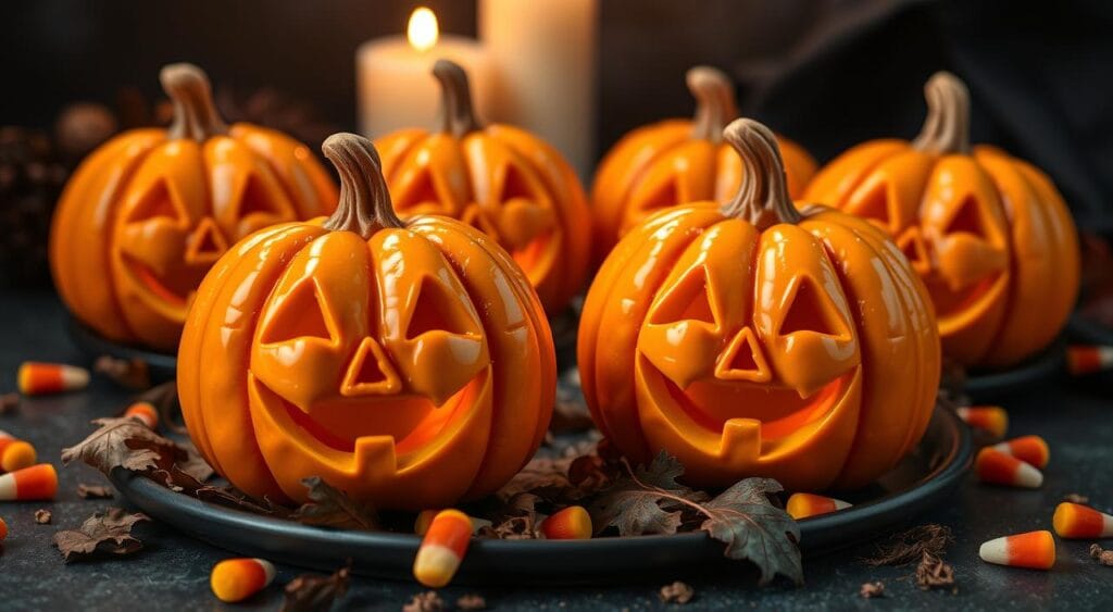 Cream cheese jack-o-lanterns