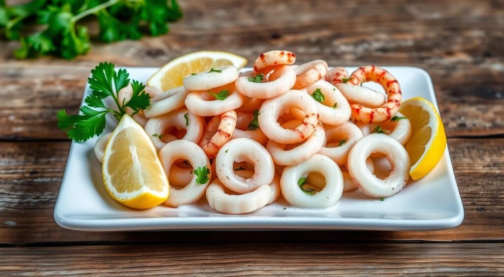 Sliced calamari