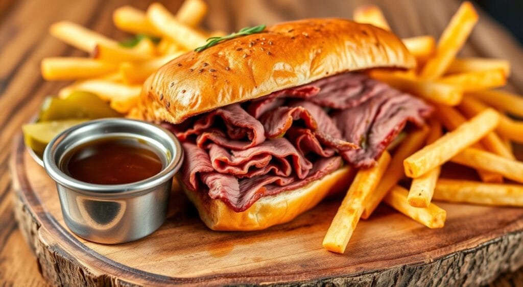 French dip sandwich presentation