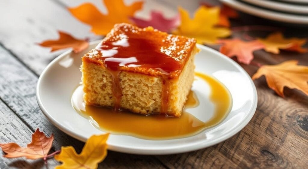 serving maple pudding cake